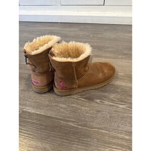 UGG Tan Ankle Boots with Pink Detail